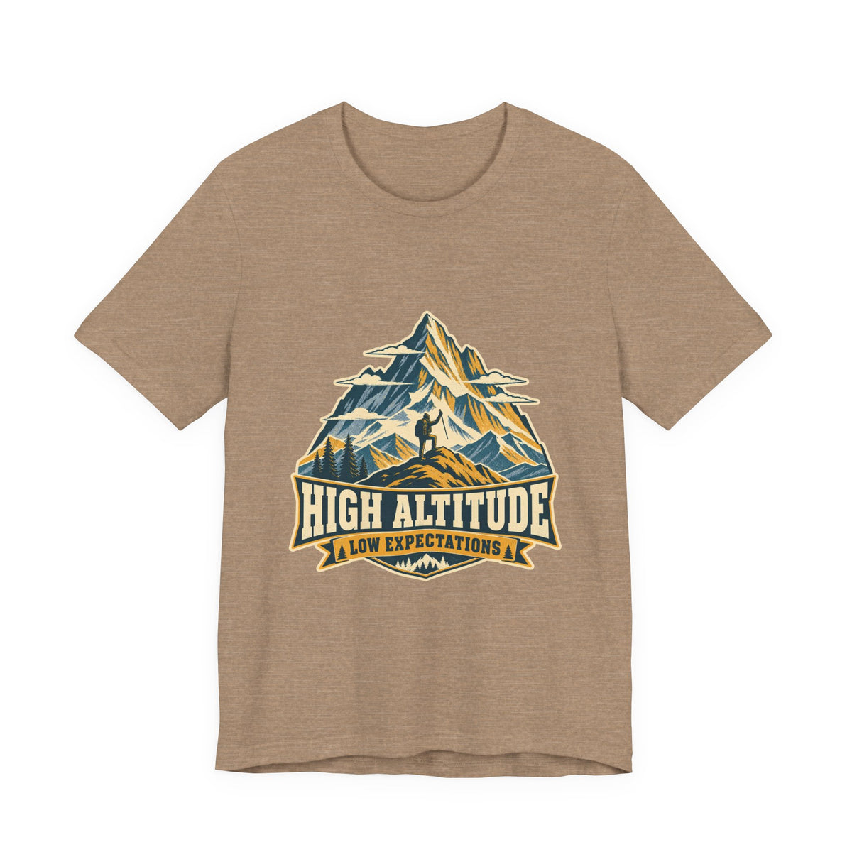 High Altitude Low Expectations T-Shirt — Vintage Mountain Hiking Tee