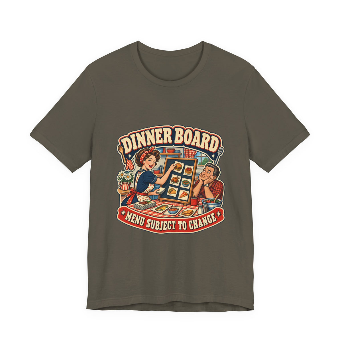 Dinner Board Menu Subject to Change Retro Vintage Food Humor T-Shirt