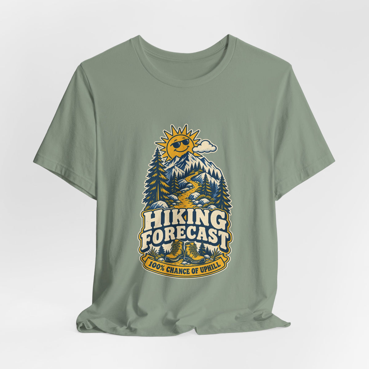 Hiking Forecast T-Shirt — 100% Chance of Uphill Vintage Mountain Tee