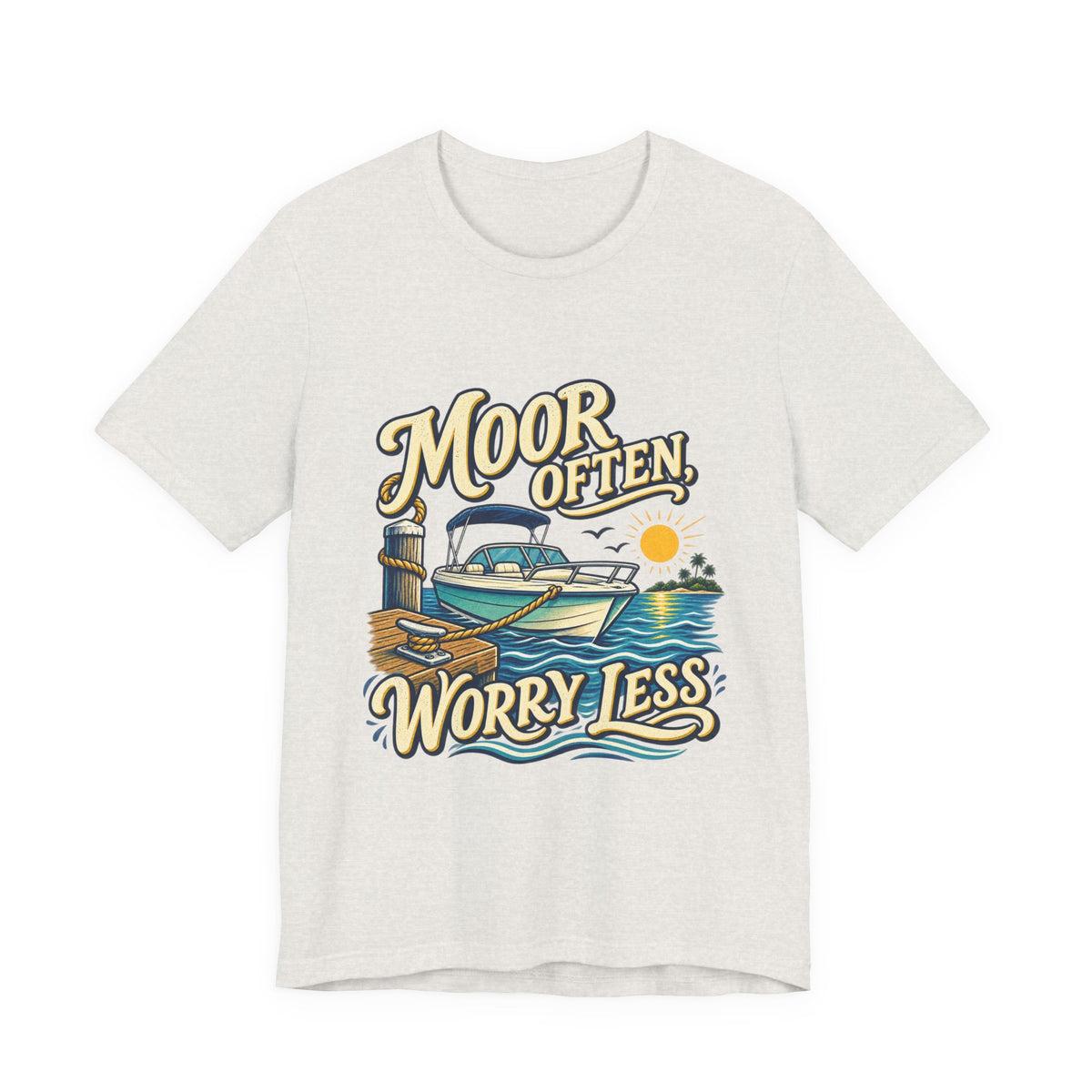 Moor Often Worry Less Boat T-Shirt — Vintage Boating and Lake Life Humor Tee