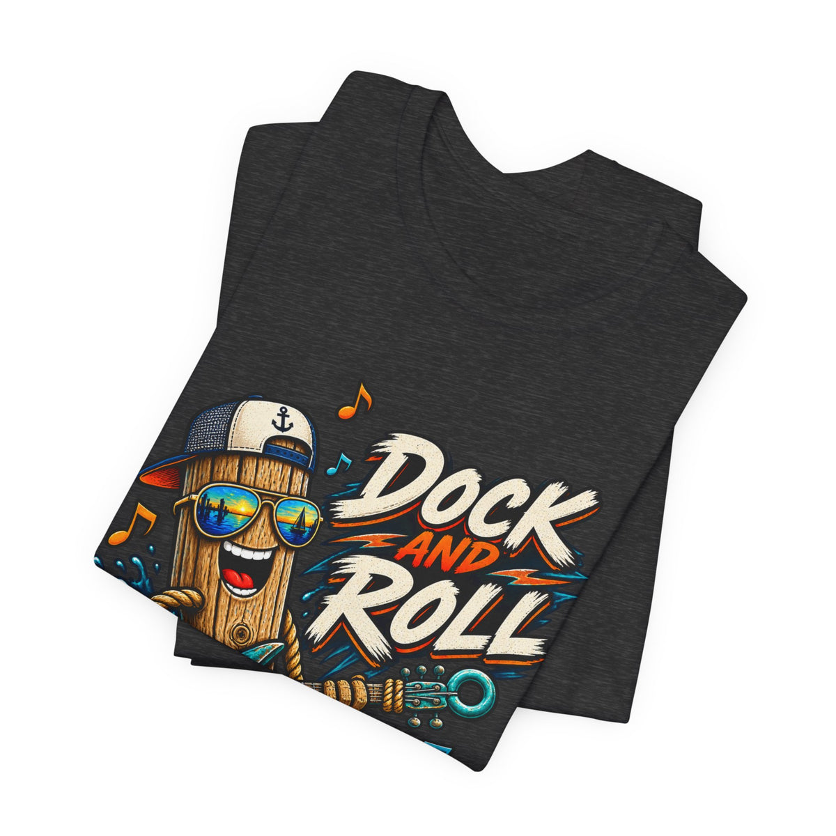 Dock and Roll T-Shirt, Funny Nautical Guitar Vintage Lake Life Tee