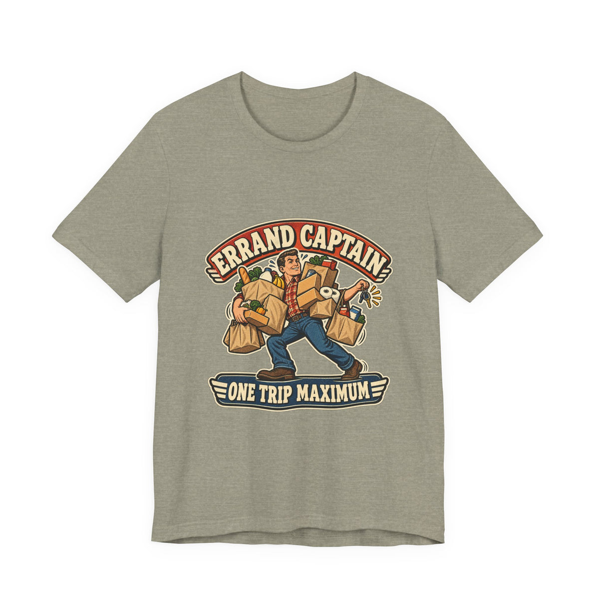 Errand Captain One Trip Maximum T-Shirt — Retro Grocery Haul Humor Tee