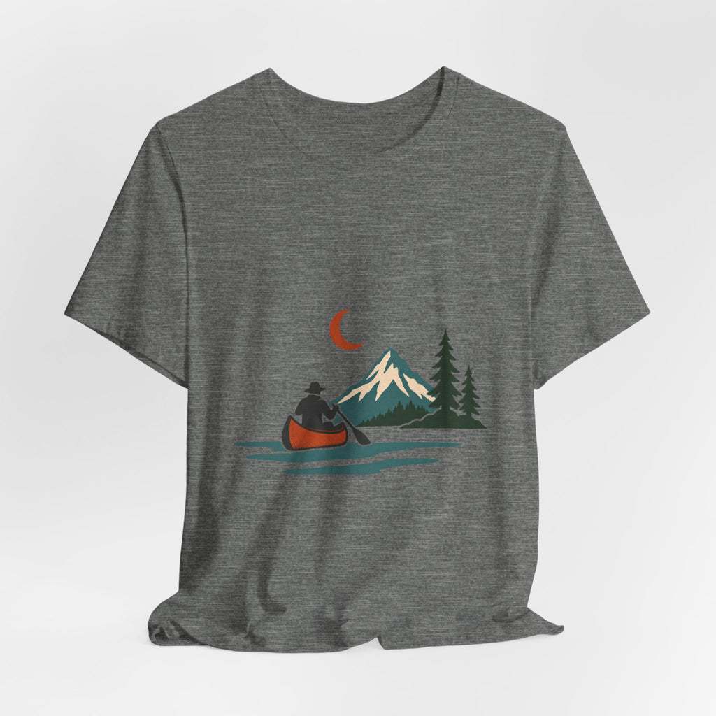 Vintage Canoe Moon T-Shirt — Mountain Lake Paddler Wilderness Tee