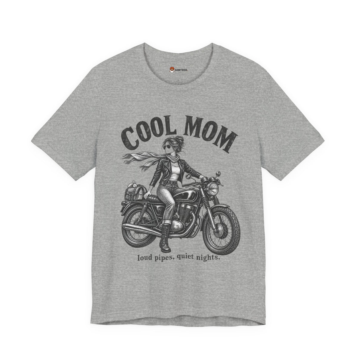 Cool Mom Motorcycle T-Shirt — 'loud pipes, quiet nights.' Biker Mom Tee