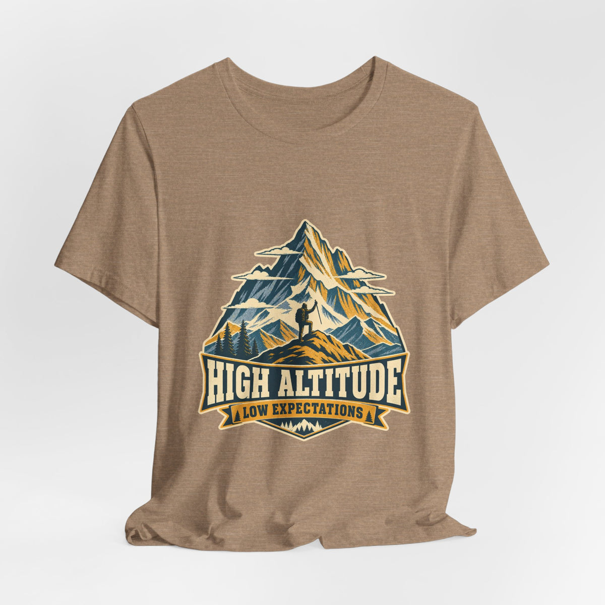 High Altitude Low Expectations T-Shirt — Vintage Mountain Hiking Tee