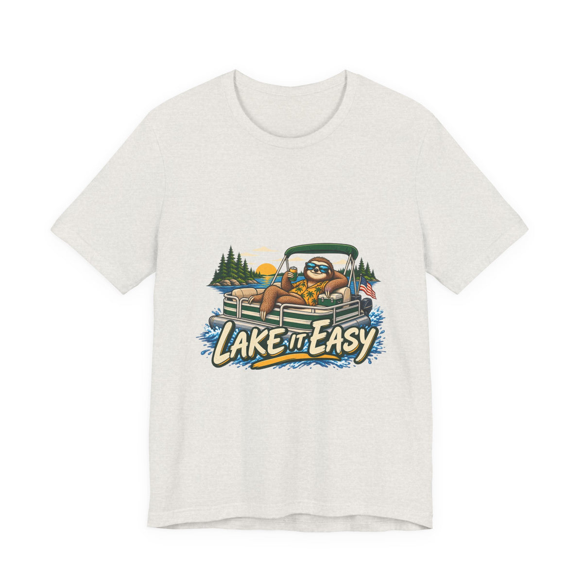 Lake It Easy Sloth Pontoon Boat T-Shirt — Vintage Summer Lake Life Humor Tee