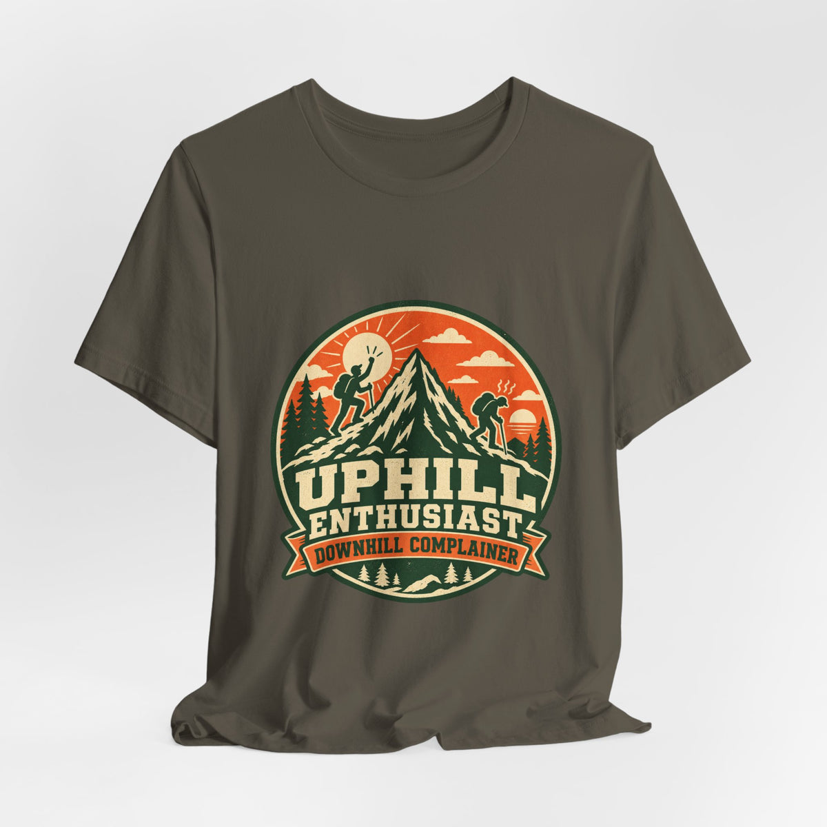Uphill Enthusiast Downhill Complainer T-Shirt — Vintage Mountain Hiking Tee