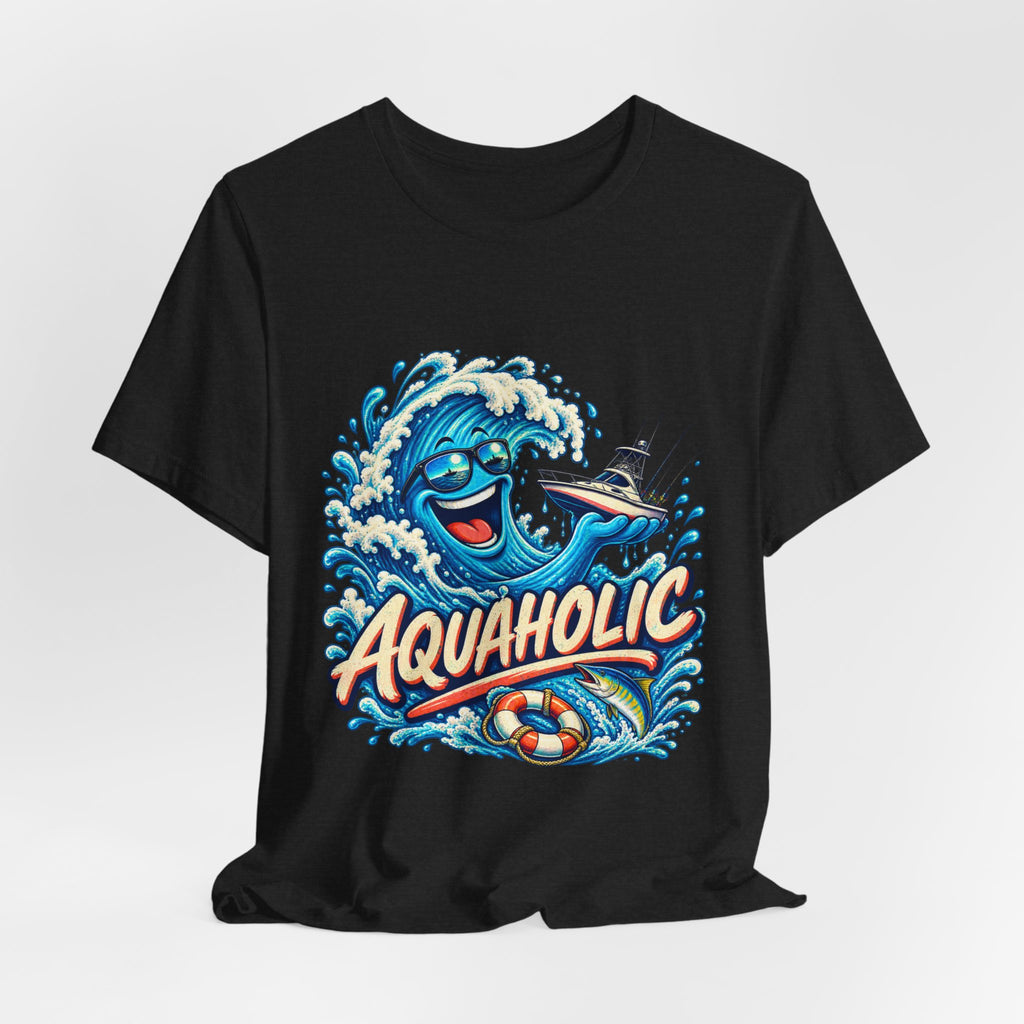 Aquaholic T-Shirt, Vintage Ocean Wave Humor Tee for Boating and Fishing Fans