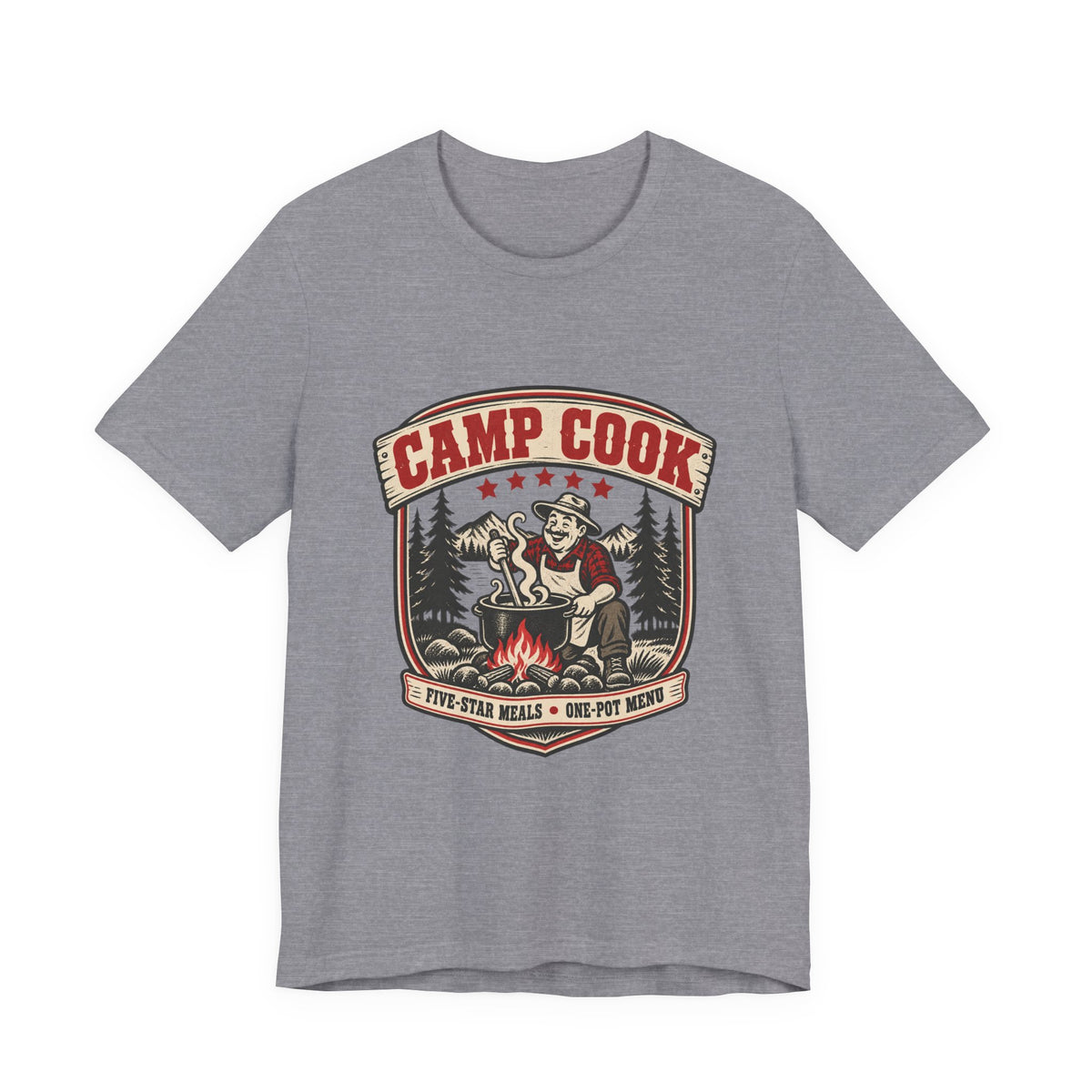 Camp Cook T-Shirt — Five-Star Meals One-Pot Menu Vintage Camping Tee