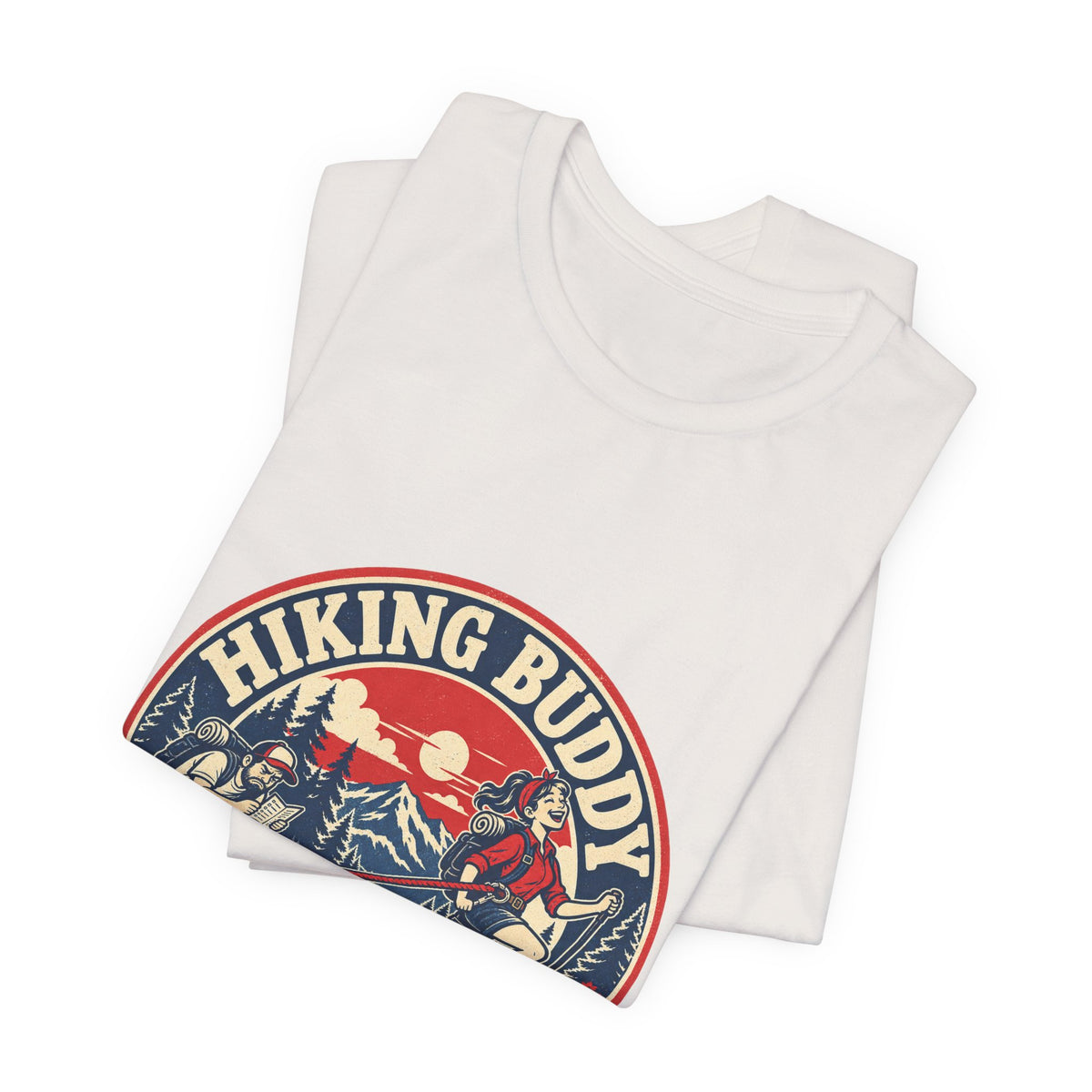 Hiking Buddy T-Shirt — Vintage Mountain Trekking Tee with Terms & Conditions Apply