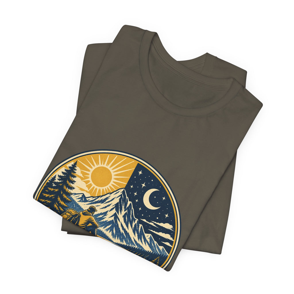 Mountain Time T-Shirt, No Clock Required Vintage Hiking Mountain Lake Tee