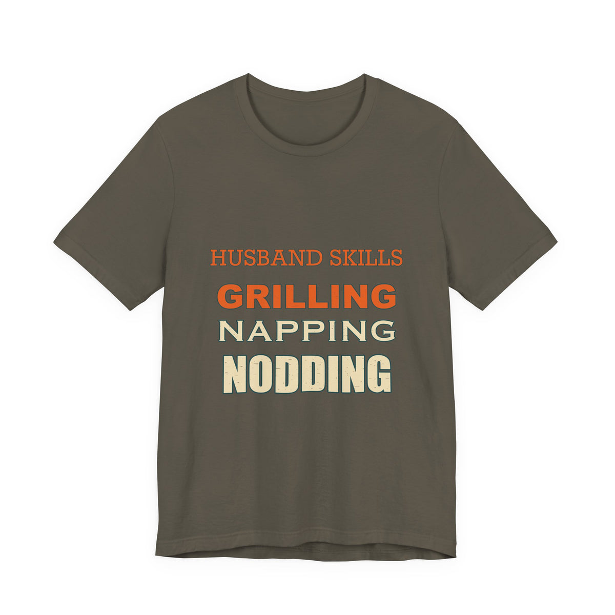 Husband Skills T-Shirt — Grilling, Napping & Nodding Vintage Humor Tee