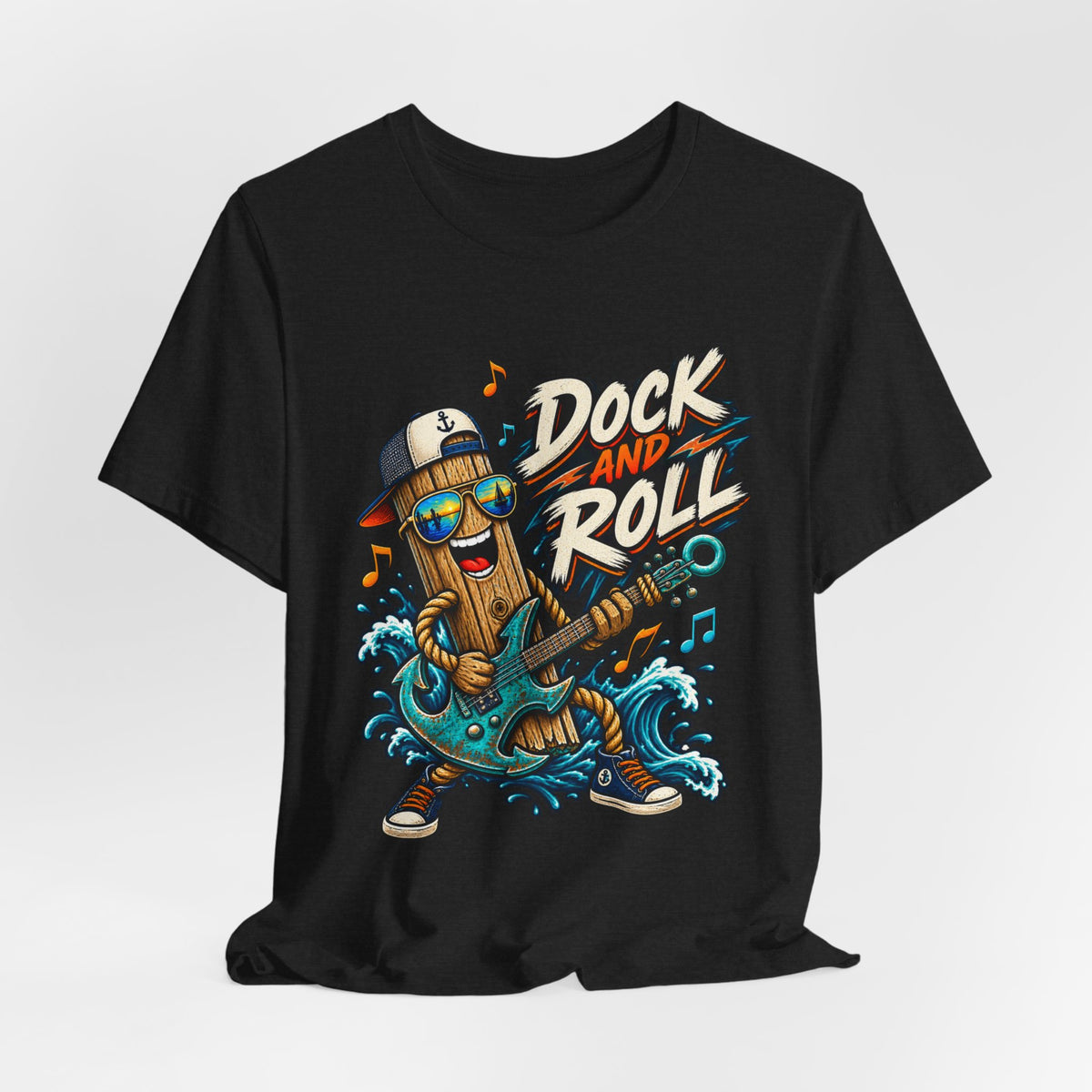 Dock and Roll T-Shirt, Funny Nautical Guitar Vintage Lake Life Tee