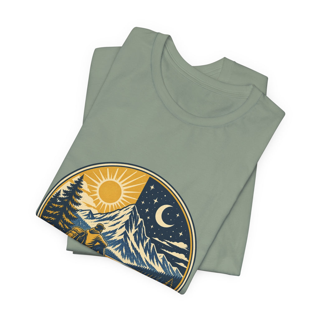 Mountain Time T-Shirt, No Clock Required Vintage Hiking Mountain Lake Tee