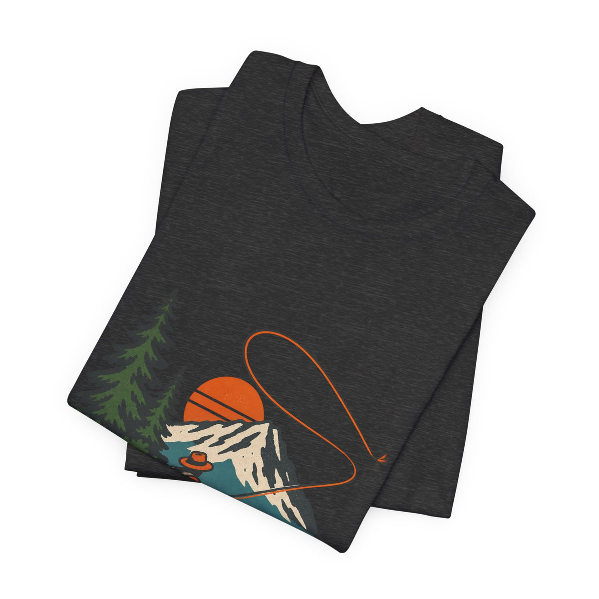 Vintage Fly Fishing Mountain Lake T-Shirt — Retro Angler Outdoors Tee