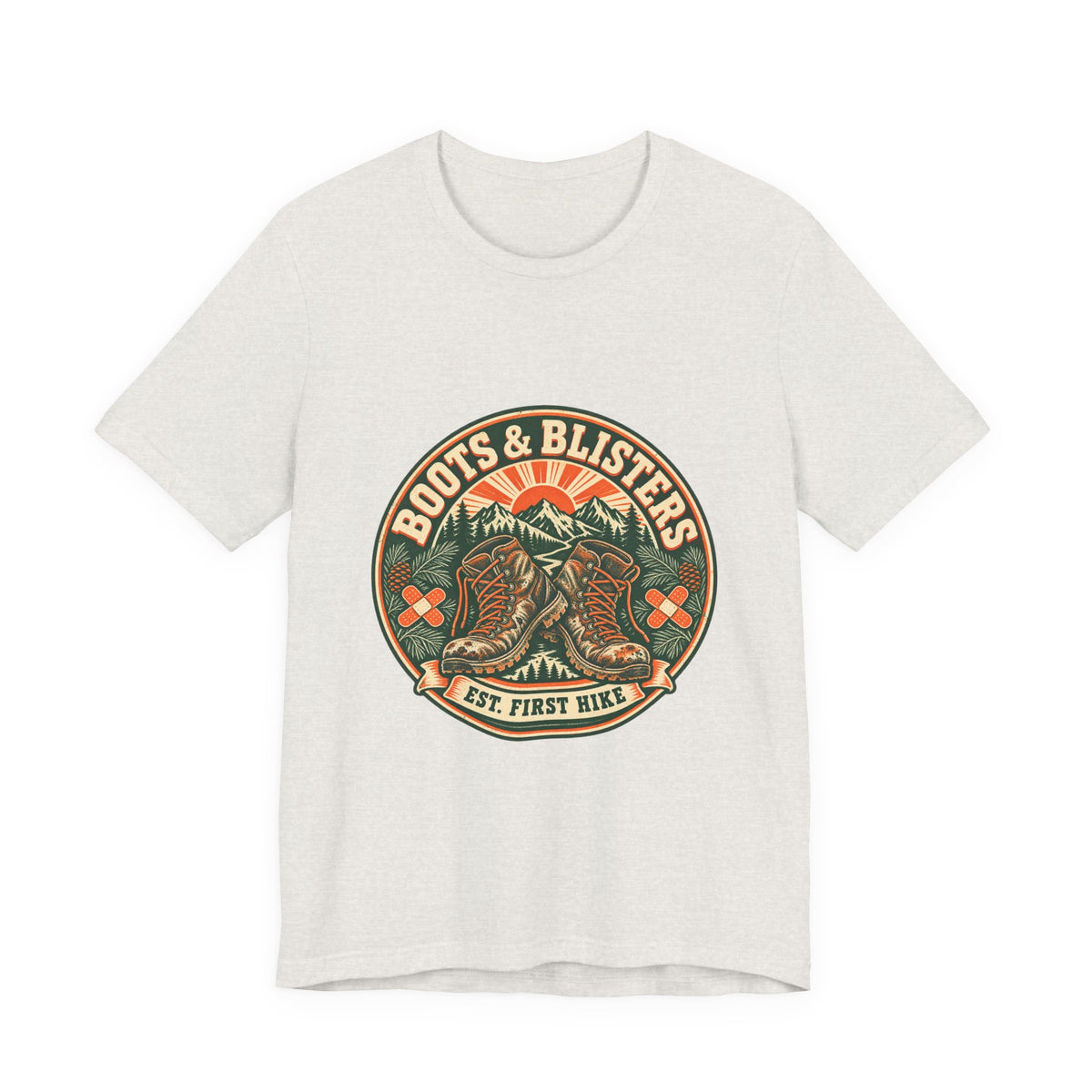 Boots & Blisters T-Shirt — Vintage Hiking Boots Mountain Trail Tee