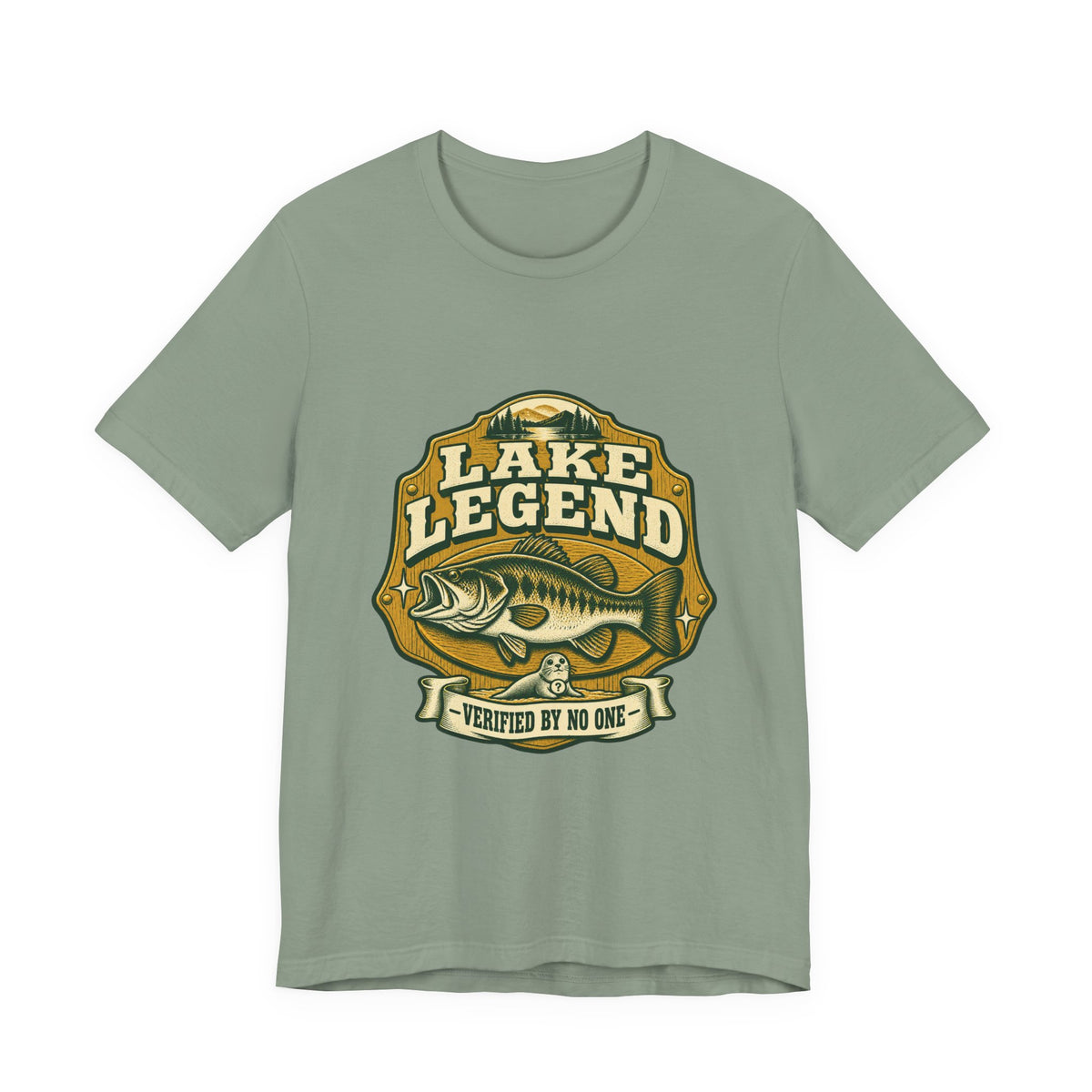 Lake Legend Fishing T-Shirt — Vintage Bass and “Verified by No One” Lake Life Tee