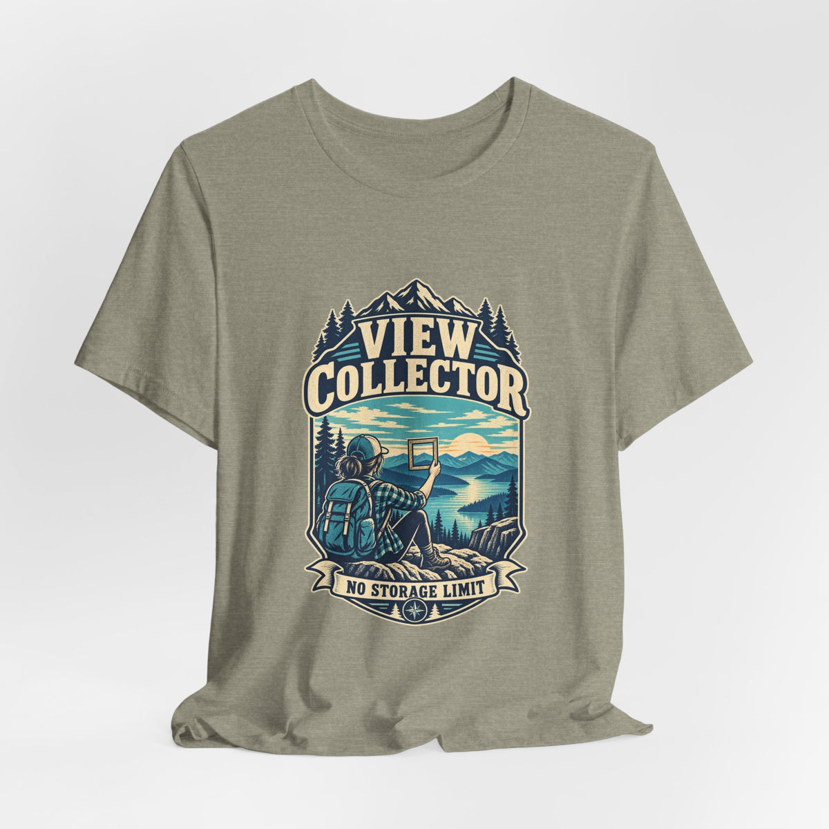 View Collector T-Shirt — No Storage Limit Mountain Lake Hiking Photographer Tee