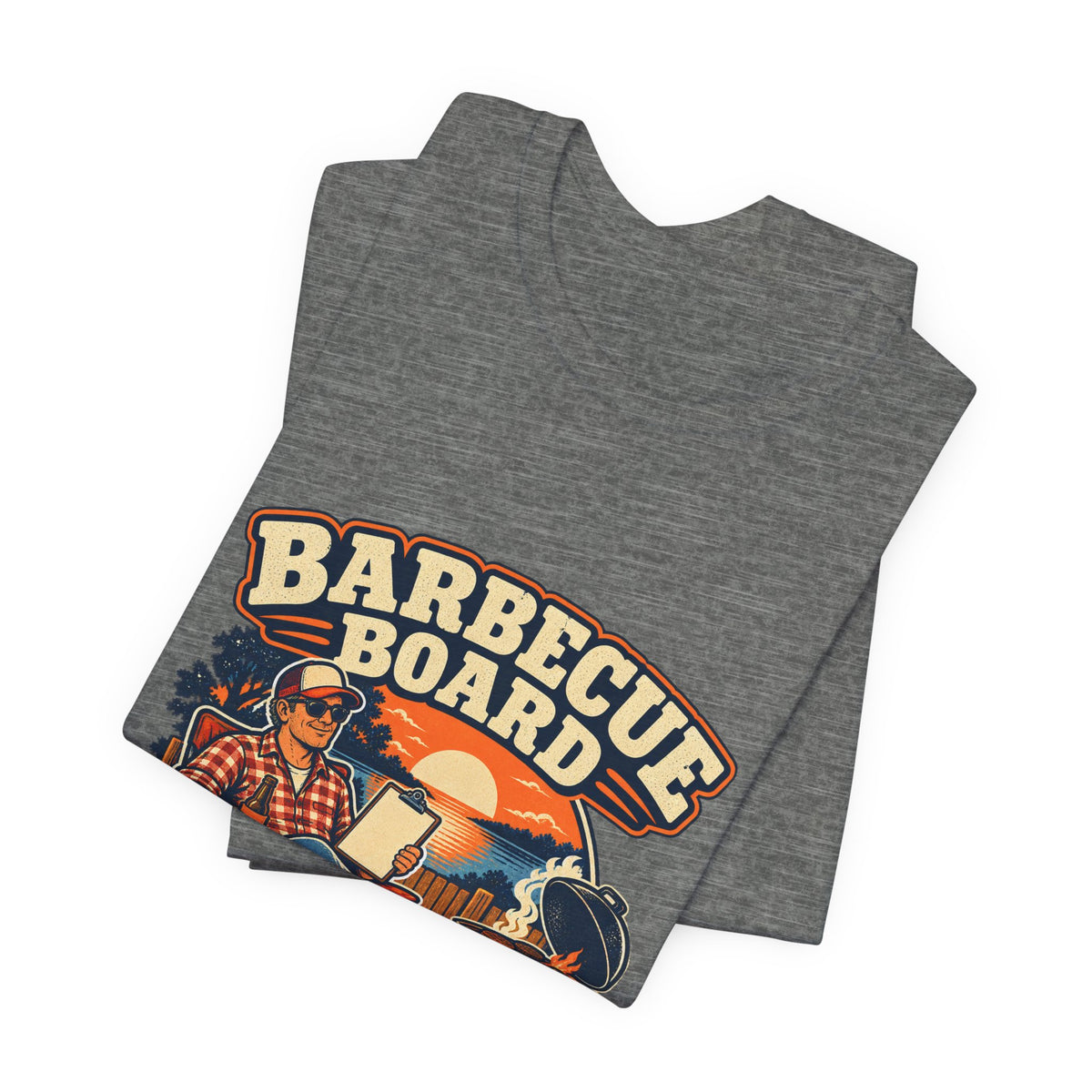 Barbecue Board Meeting at Sunset T-Shirt — Vintage Grilling & Backyard BBQ Humor