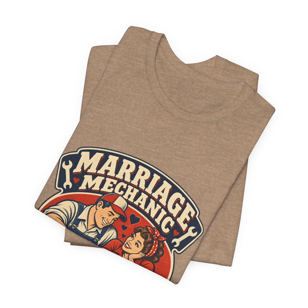 Marriage Mechanic Adjusting Expectations T-Shirt — Retro Couple Humor Tee