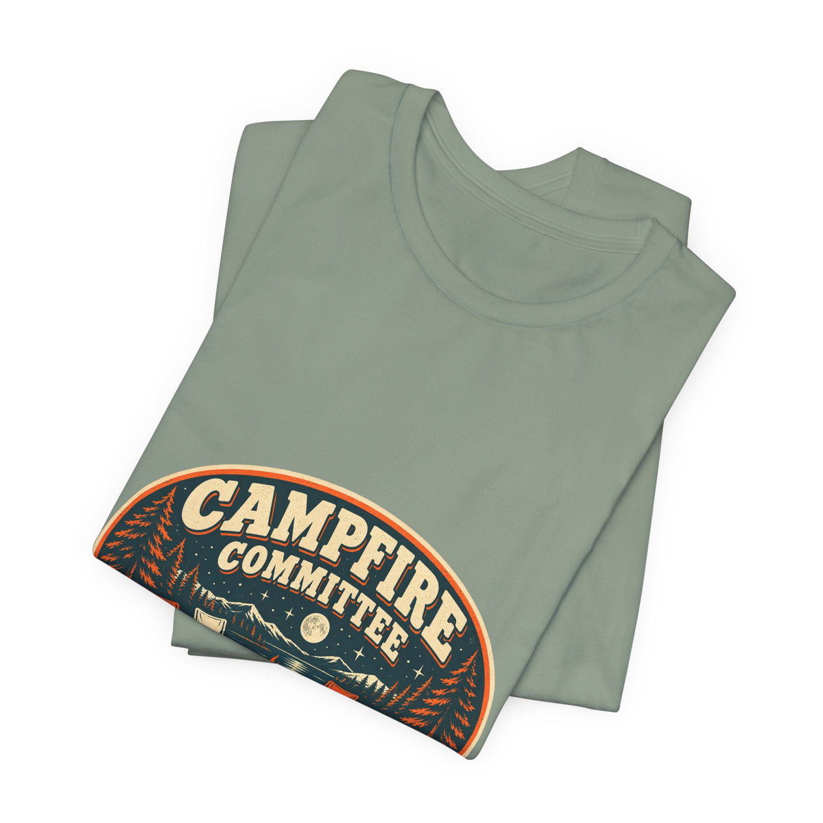Campfire Committee T-Shirt — Meeting After Sunset Vintage Camping Badge Tee