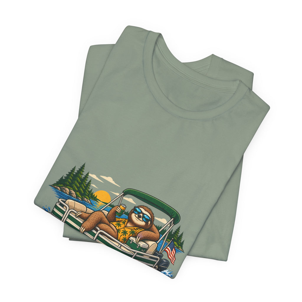 Lake It Easy Sloth Pontoon Boat T-Shirt — Vintage Summer Lake Life Humor Tee