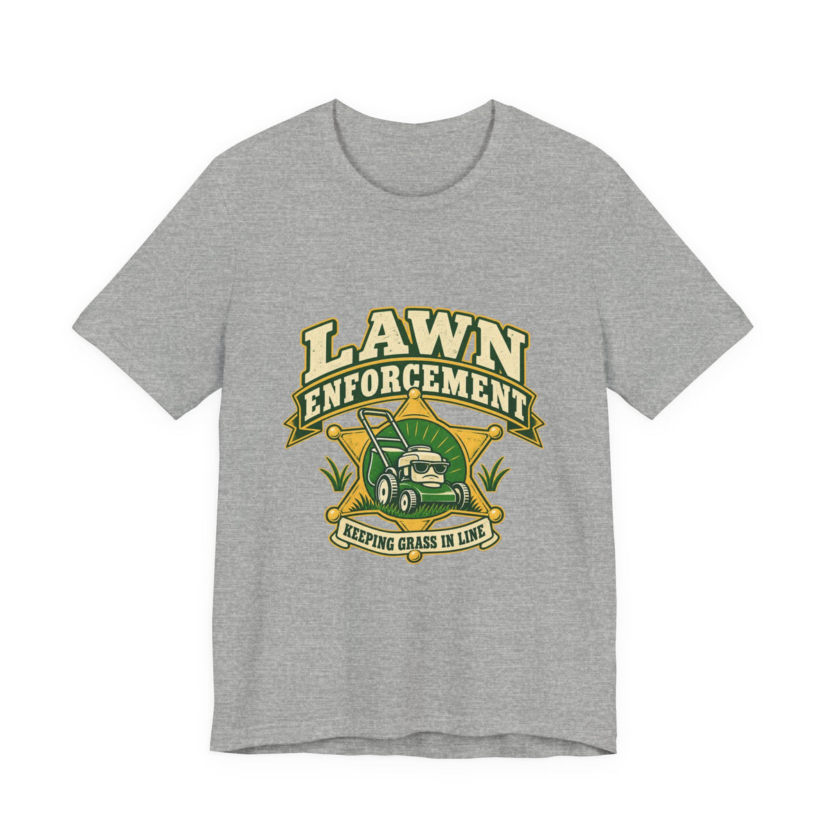 Lawn Enforcement Mower T-Shirt — Keeping Grass in Line Vintage Lawn Care Tee