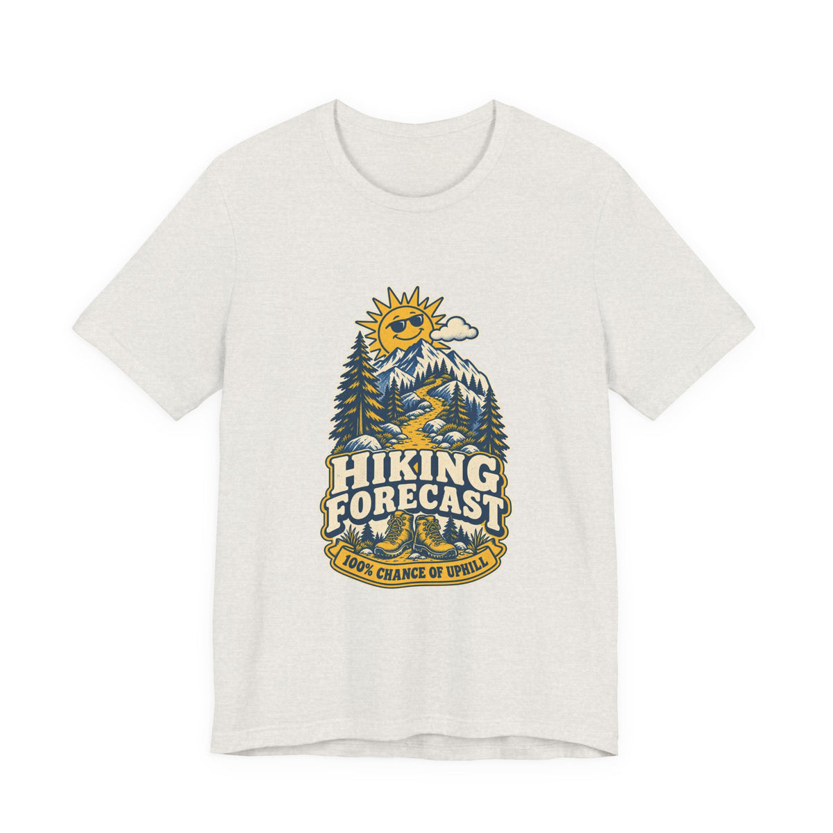 Hiking Forecast T-Shirt — 100% Chance of Uphill Vintage Mountain Tee