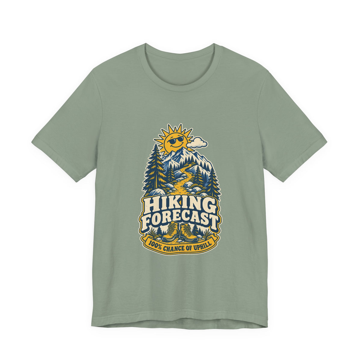 Hiking Forecast T-Shirt — 100% Chance of Uphill Vintage Mountain Tee