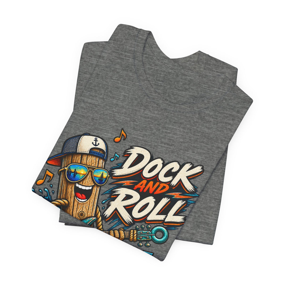 Dock and Roll T-Shirt, Funny Nautical Guitar Vintage Lake Life Tee