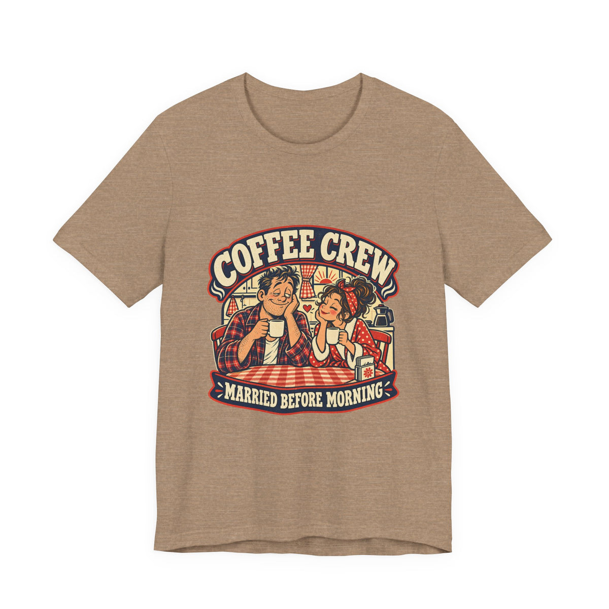 Coffee Crew Married Before Morning T-Shirt – Vintage Couple Coffee Humor Tee