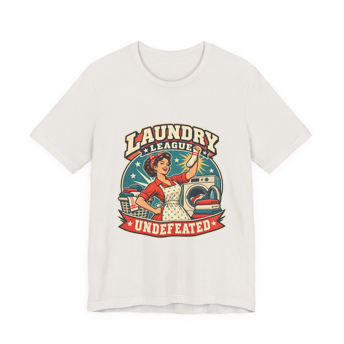 Laundry League Undefeated T-Shirt, Vintage Retro Laundry Room Humor Tee