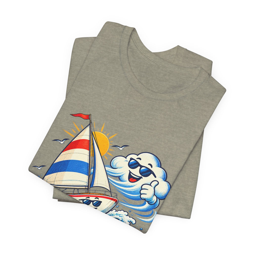 Sail Yeah! Vintage Sailboat T-Shirt with Cool Wave Cartoon