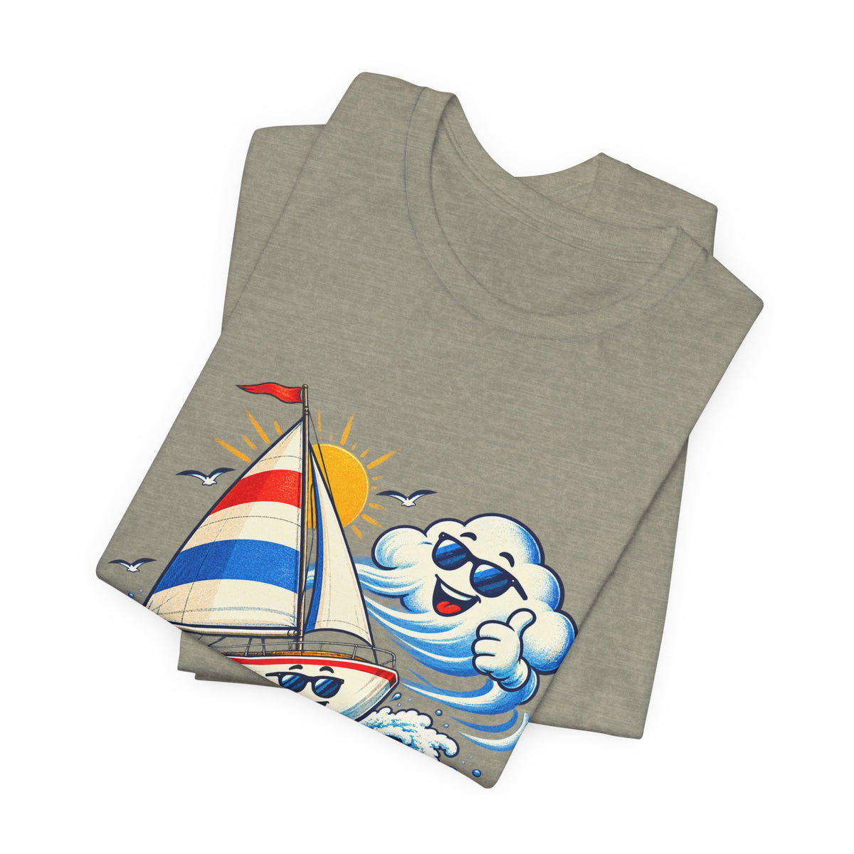 Sail Yeah! Vintage Sailboat T-Shirt with Cool Wave Cartoon