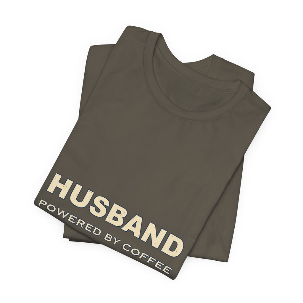 Husband Powered by Coffee T-Shirt — Directed by Wife Retro Couple Humor Tee