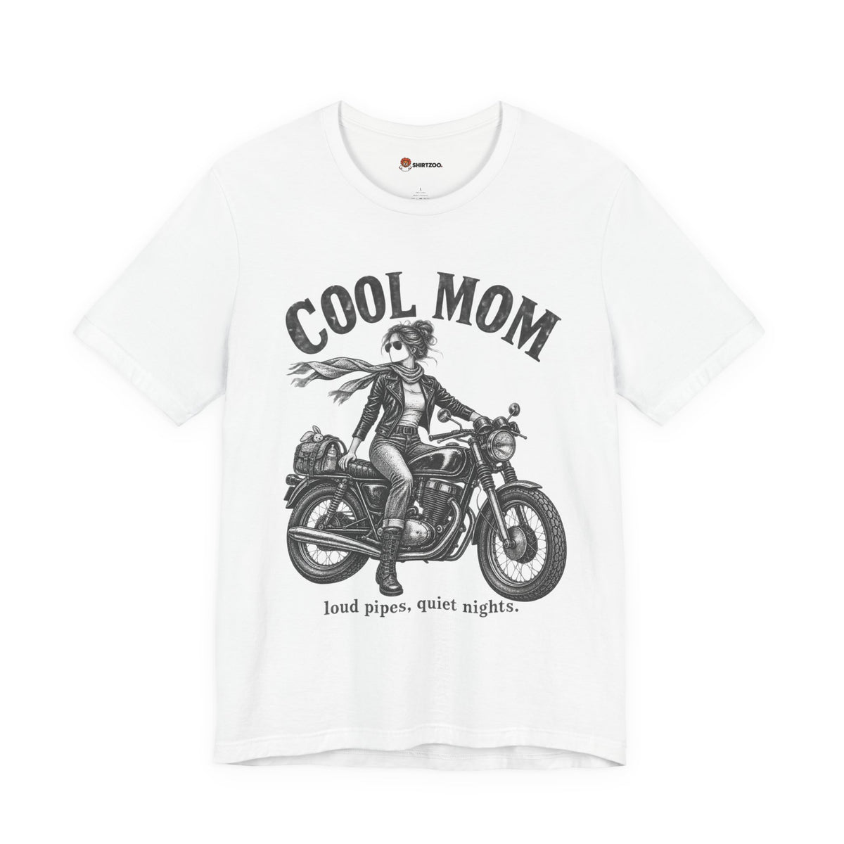 Cool Mom Motorcycle T-Shirt — 'loud pipes, quiet nights.' Biker Mom Tee