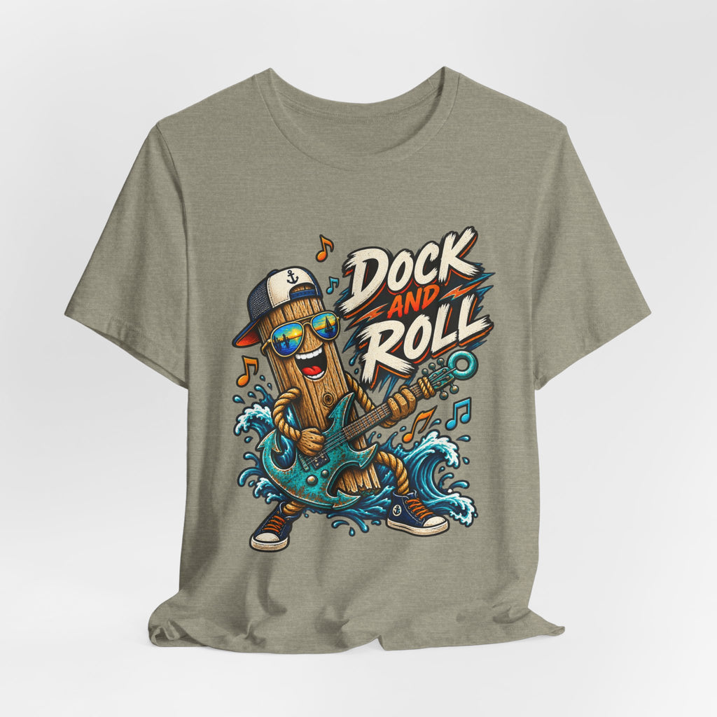 Dock and Roll T-Shirt, Funny Nautical Guitar Vintage Lake Life Tee