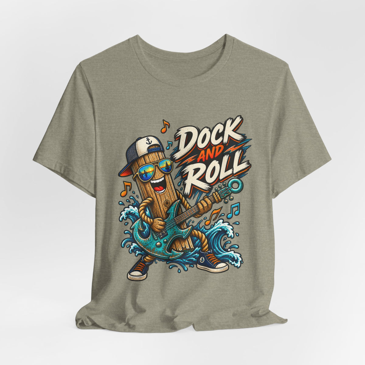 Dock and Roll T-Shirt, Funny Nautical Guitar Vintage Lake Life Tee