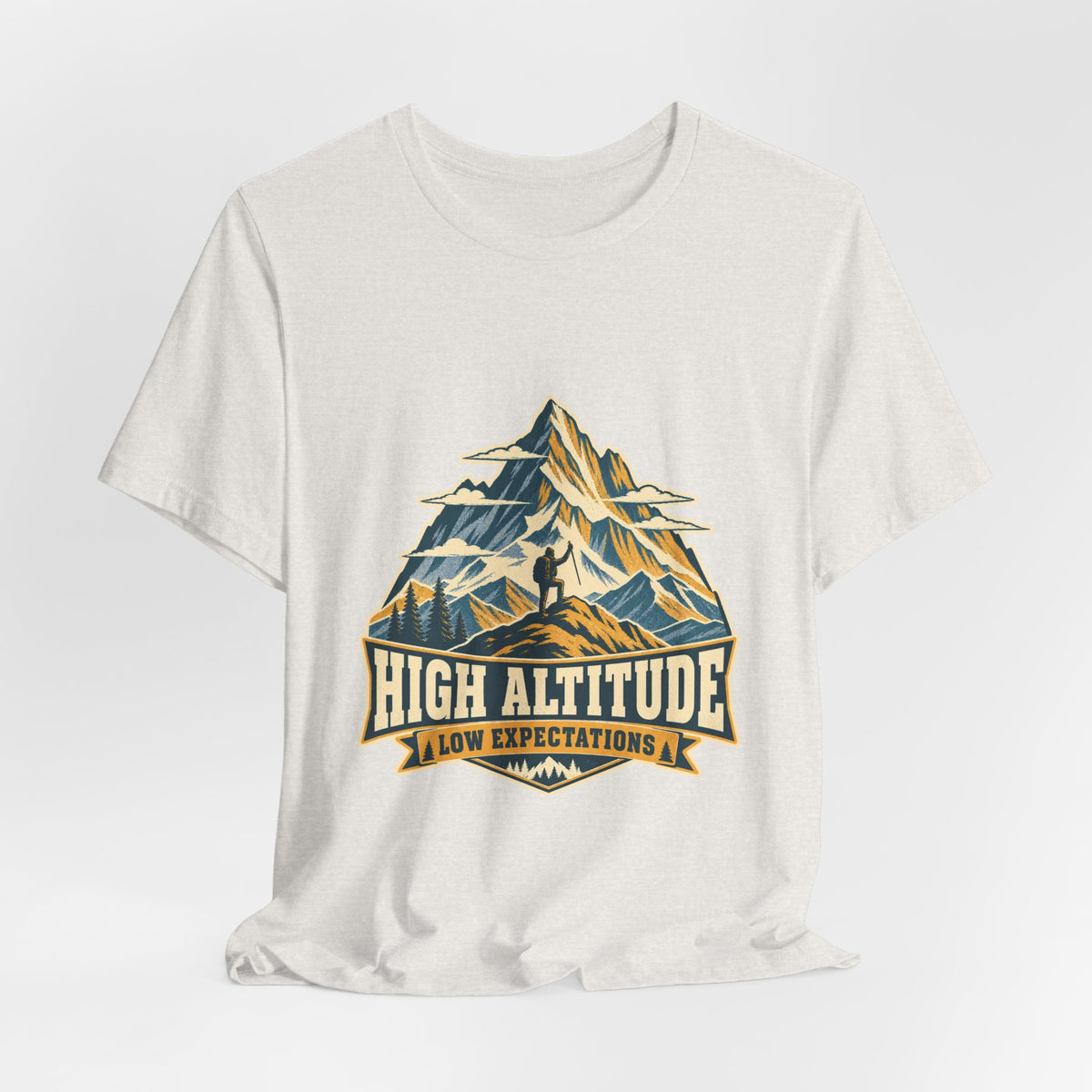 High Altitude Low Expectations T-Shirt — Vintage Mountain Hiking Tee