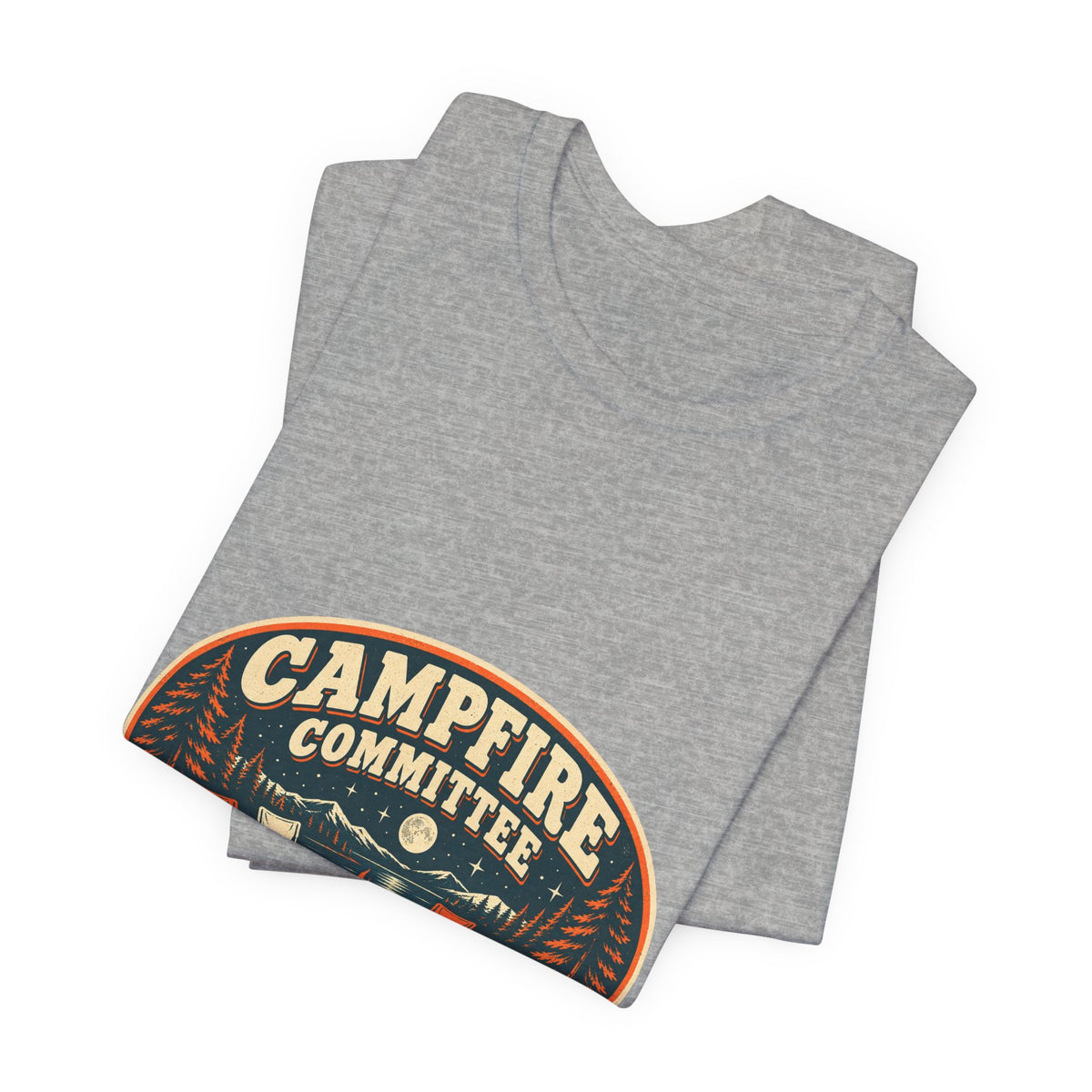 Campfire Committee T-Shirt — Meeting After Sunset Vintage Camping Badge Tee