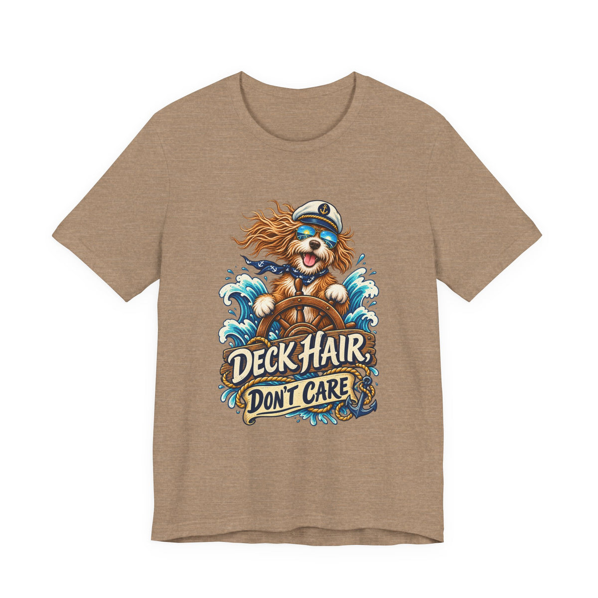 Deck Hair Don’t Care Dog Sailor T-Shirt — Funny Nautical Sea Dog Vintage Tee