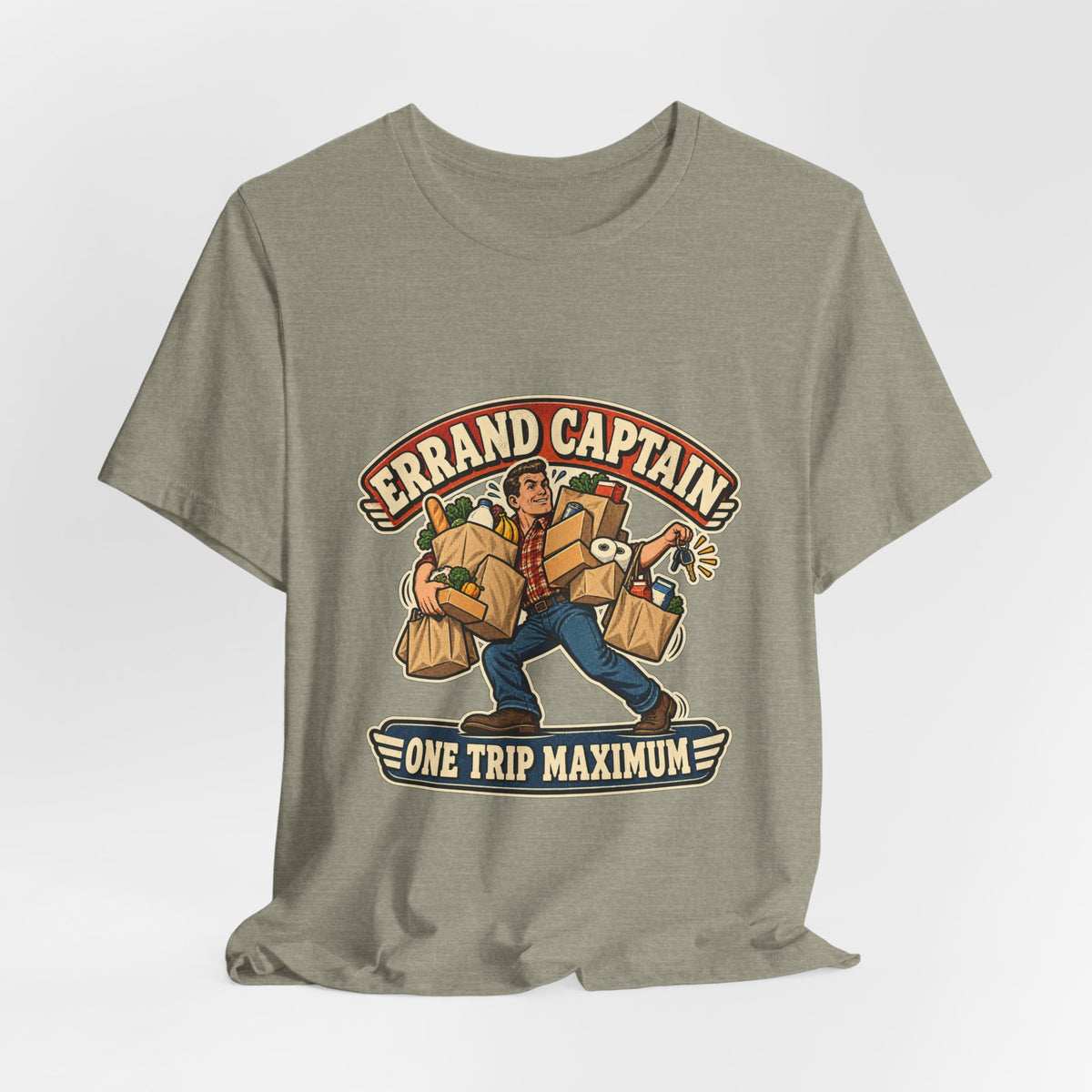 Errand Captain One Trip Maximum T-Shirt — Retro Grocery Haul Humor Tee
