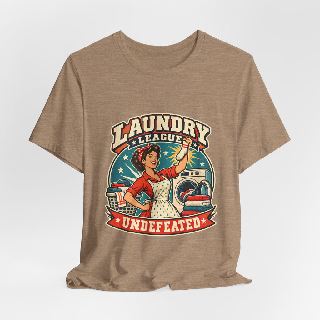 Laundry League Undefeated T-Shirt, Vintage Retro Laundry Room Humor Tee