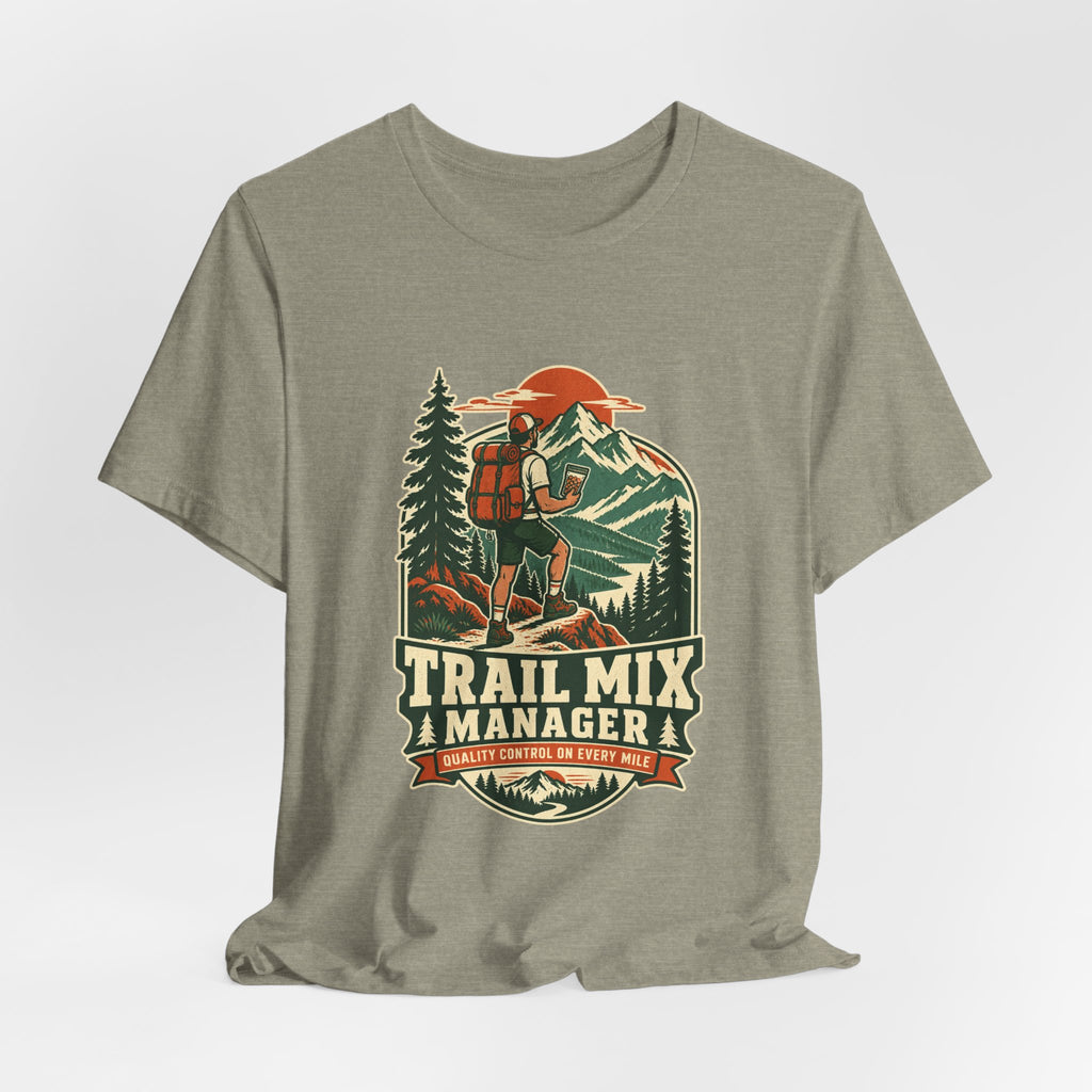Trail Mix Manager T-Shirt — Quality Control on Every Mile Vintage Hiking Tee