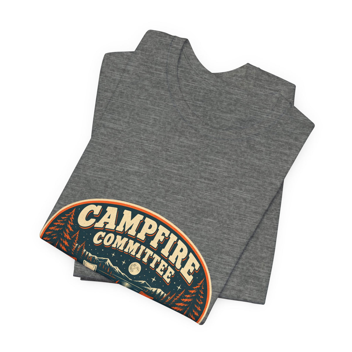 Campfire Committee T-Shirt — Meeting After Sunset Vintage Camping Badge Tee