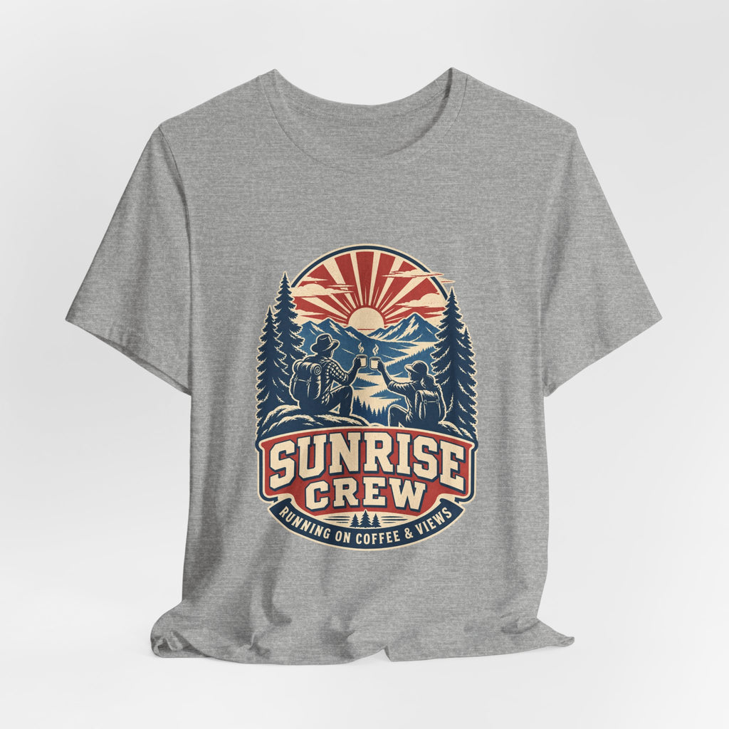 Sunrise Crew Hiking Tee — Running on Coffee & Views Vintage Mountain Shirt