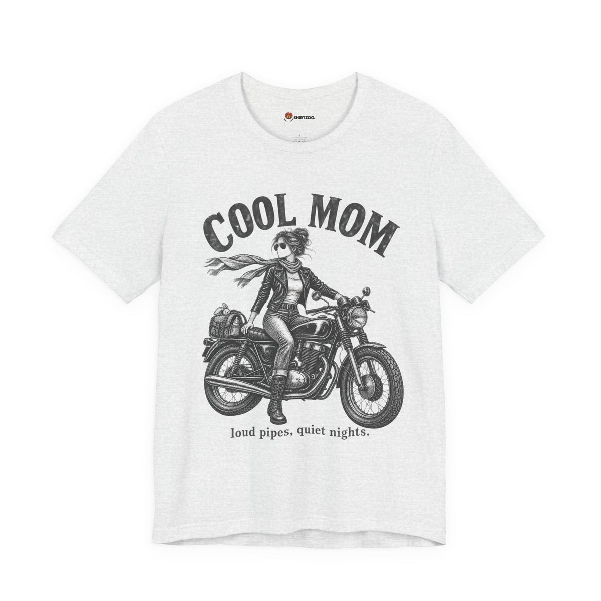 Cool Mom Motorcycle T-Shirt — 'loud pipes, quiet nights.' Biker Mom Tee