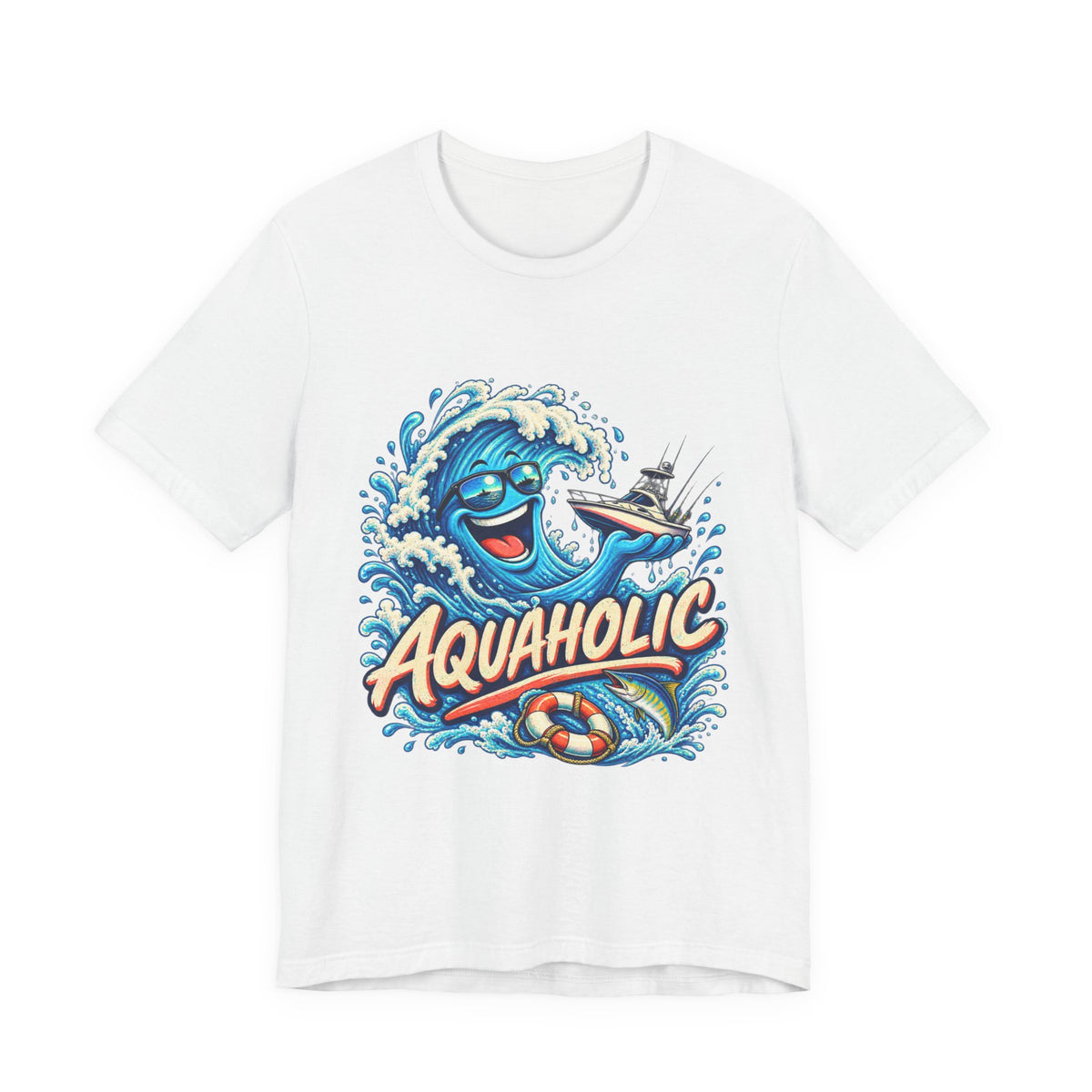 Aquaholic T-Shirt, Vintage Ocean Wave Humor Tee for Boating and Fishing Fans