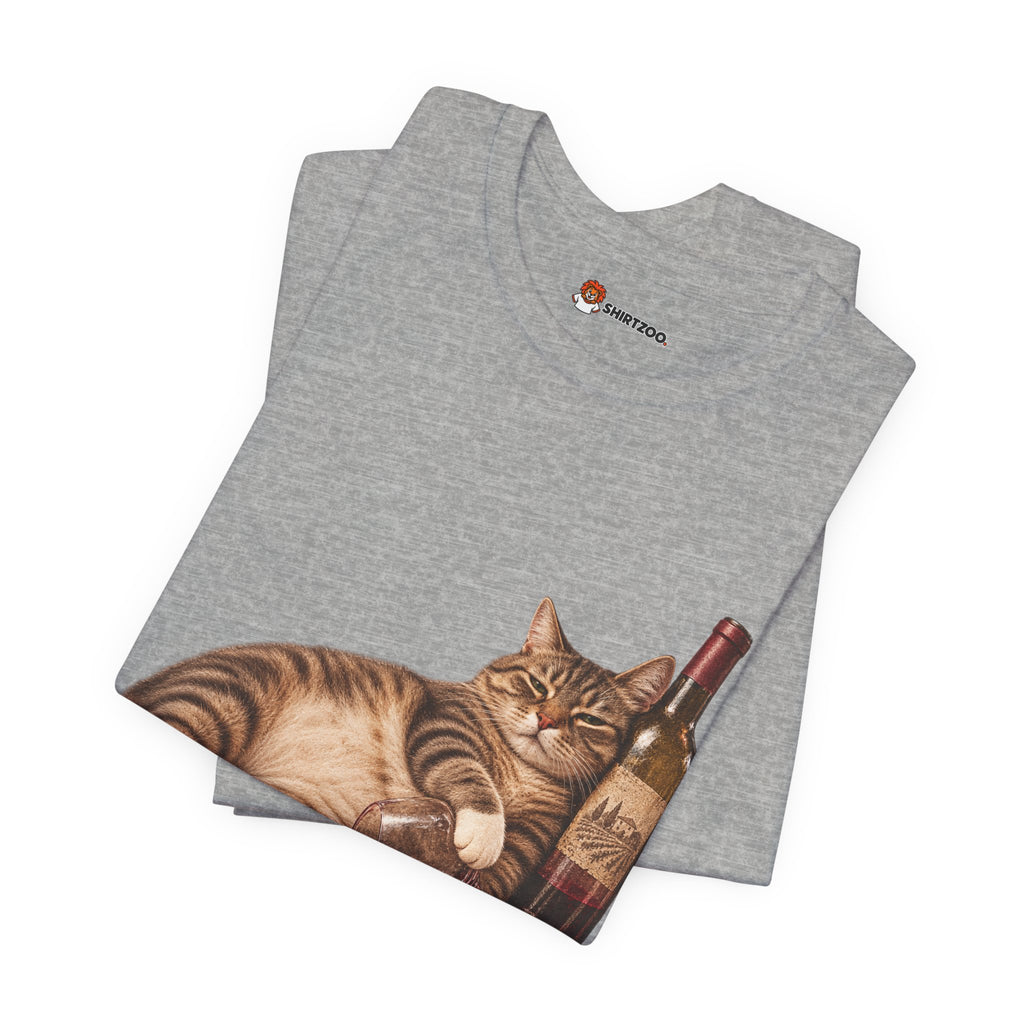 Wine O'Clock Mom T-Shirt — Cat with Wine Bottle Graphic