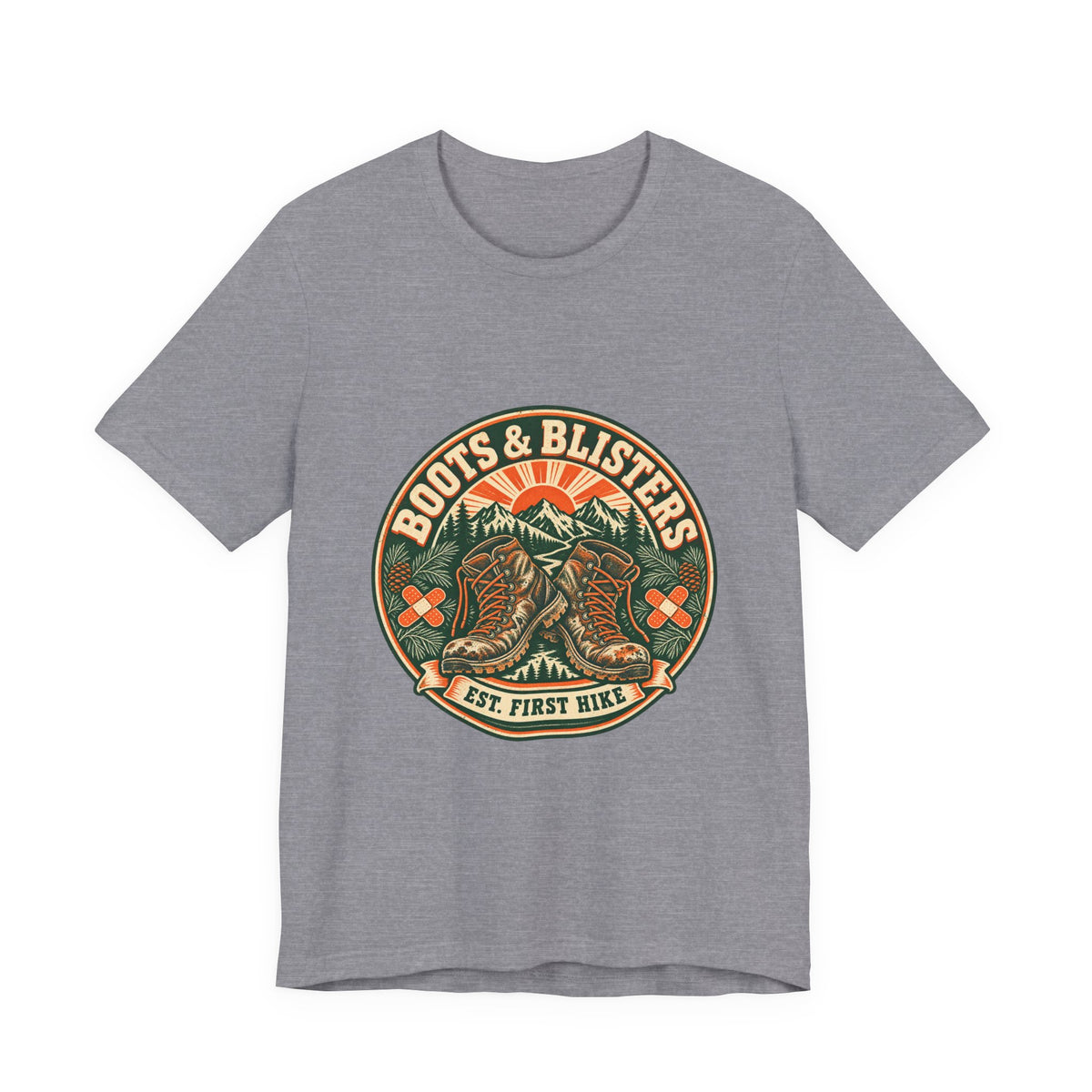 Boots & Blisters T-Shirt — Vintage Hiking Boots Mountain Trail Tee